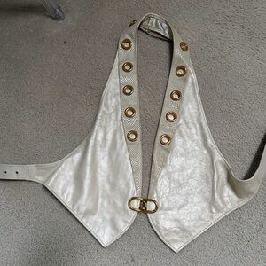 Stylish Cream pearl Vest with Gold back belt, buckle, an gold Accents